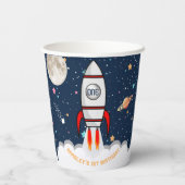Astronaut Rocket Buitenruimte 1ste verjaardag Papieren Bekers (Achterkant)