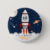 Astronaut Rocket Buitenruimte 1ste verjaardag Ronde Button 5,7 Cm (Voorkant)
