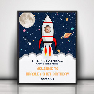 Astronaut Rocket Buitenspace 1ste verjaardag Foto Poster