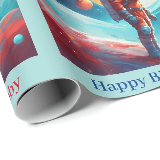 Astronaut Rocket Planets Jongens Verjaardag Kleurr Cadeaupapier (Rol Hoek)