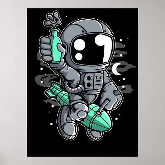 Astronaut Rocket Ride Poster (Voorkant)