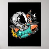 Astronaut Rocket Riding Poster (Voorkant)