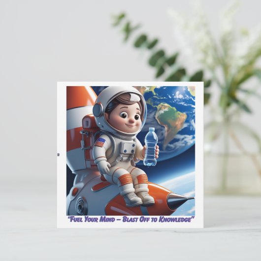 Astronaut Rocket Space Flat Kaart (Staand voorkant)