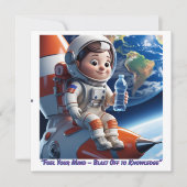 Astronaut Rocket Space Flat Kaart (Voorkant)