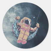 Astronaut Ronde Sticker (Voorkant)