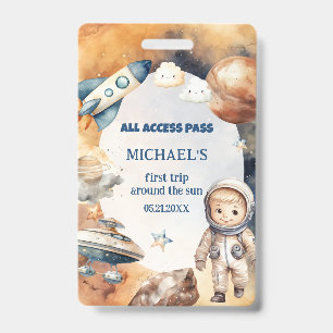 Astronaut Ruimte Eerste Reis Rond De Zon ID Kaart Badge