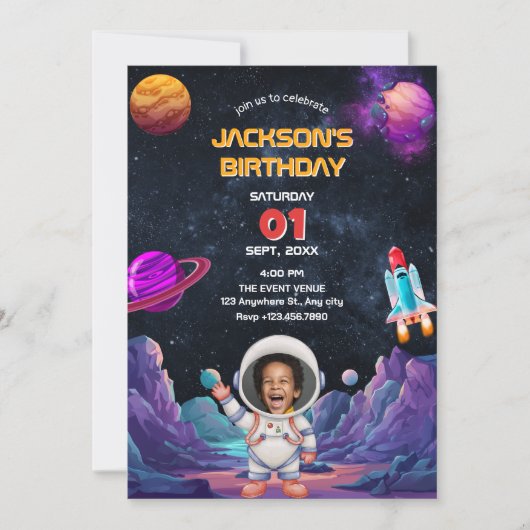 Astronaut ruimtefoto verjaardag kaart (Voorkant)