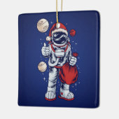 Astronaut Santa in Space Ceramic Ornament (Links)