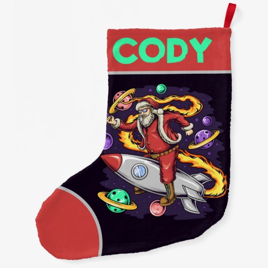 Astronaut Santa in Space Grote Kerstsok (Achterkant)