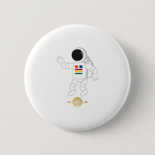 Astronaut Saturnus Ronde Button 5,7 Cm