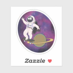 Astronaut schaatsen in de ruimte sticker
