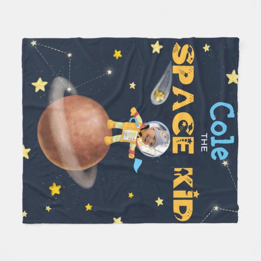 👨 🚀 Astronaut schattig Ruimtethema Aangepaste fo Fleece Deken (Voorkant (Horizontaal))