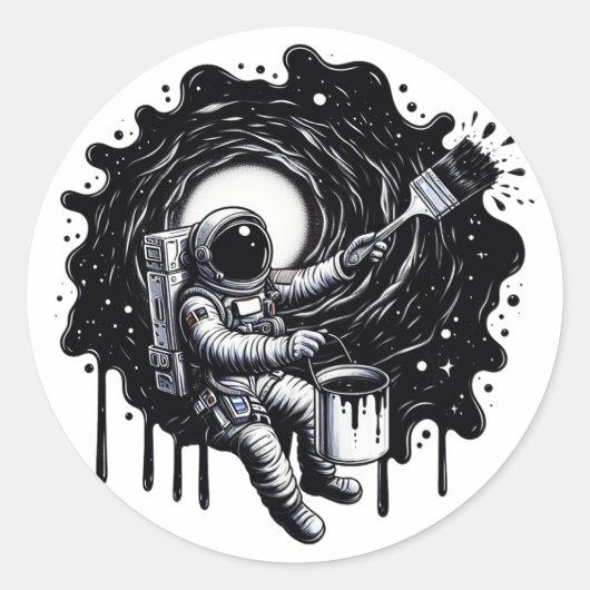Astronaut schilderen van het universum ronde sticker (Voorkant)