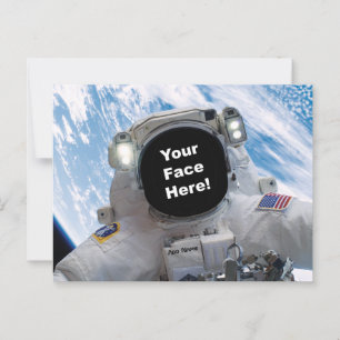 Astronaut Selfie - Voeg je gezicht en naam toe Briefkaart