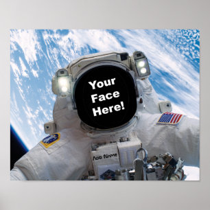 Astronaut Selfie - Voeg je gezicht en naam toe Poster