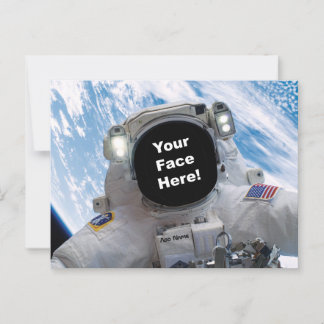 Astronaut Selfie - Voeg uw gezicht en naam toe Briefkaart