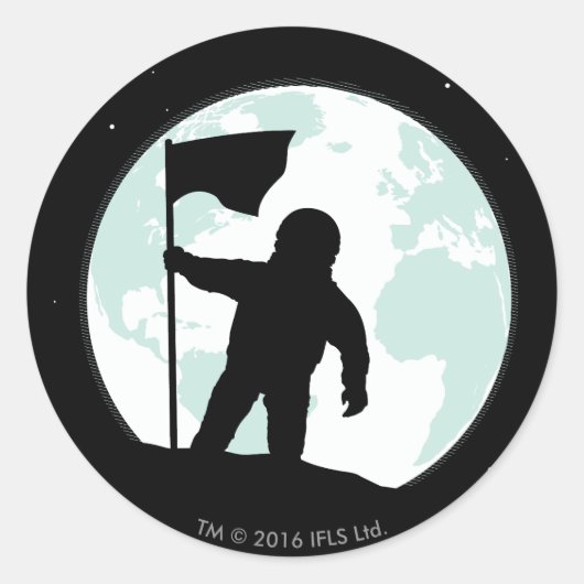Astronaut Silhouette Ronde Sticker (Voorkant)