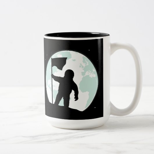 Astronaut Silhouette Tweekleurige Koffiemok (Rechts)