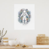 Astronaut Simple One Line Art Continuous Poster (Keuken)