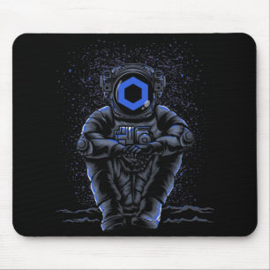 Astronaut Sitting Chainlink LINK Coin To The Moon Muismat