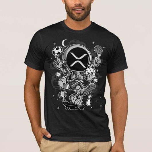 Astronaut Skate Ripple XRP Coin To The Moon Crypto T-shirt (Voorkant)