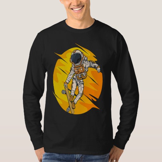 Astronaut Skateboard Skating Space Cosmos Astronau T-shirt (Voorkant)