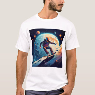 Astronaut skateboarden in de ruimte t-shirt