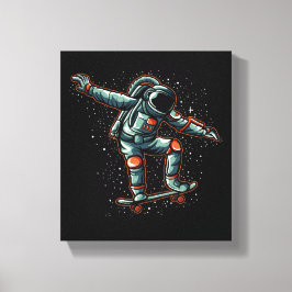 Astronaut skateboarden in stretched canvas Print