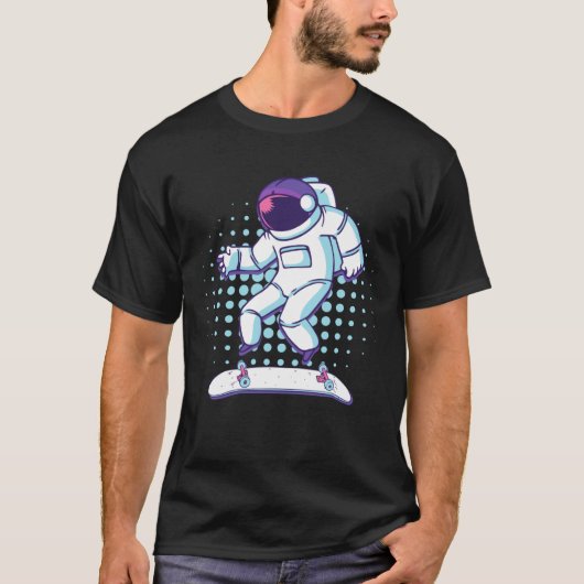 Astronaut Skateboarder In Space Gravity Zero Skate T-shirt (Voorkant)