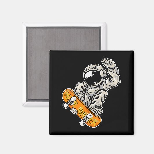 Astronaut Skateboarder, Skateboarding Lover, Astro Magneet (Voorkant / Achterkant)