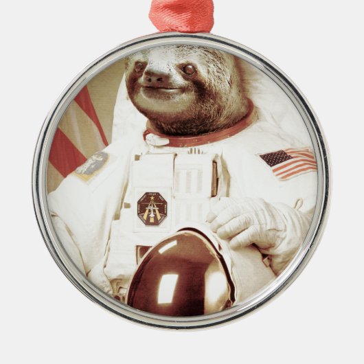 Astronaut Sloth Metalen Ornament (Voorkant)
