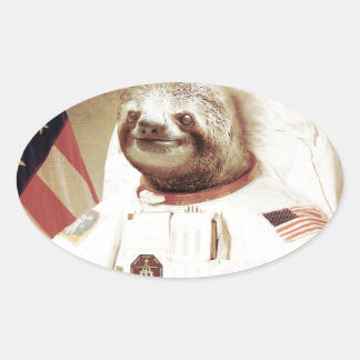 Astronaut Sloth Ovale Sticker