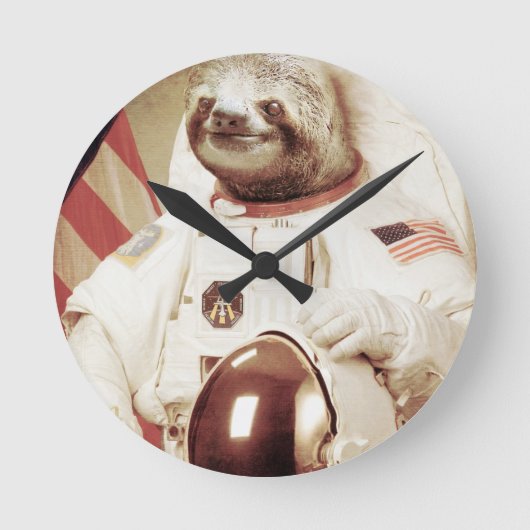 Astronaut Sloth Ronde Klok (Voorkant)