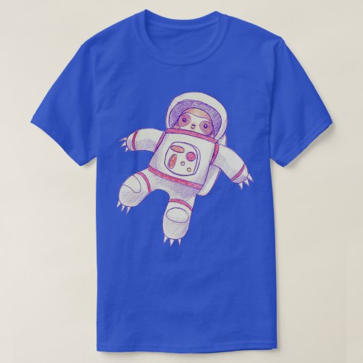 Astronaut Sloth-tekening T-shirt (Design voorkant)