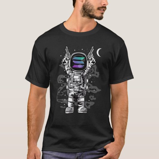 Astronaut Solana Coin Sol to the Moon Crypto Token T-shirt (Voorkant)