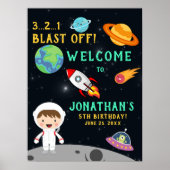 Astronaut Space Birthday Blast Off Theme" Poster (Voorkant)