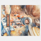 Astronaut Space Blanket Planets Galaxy Beste Cadea Fleece Deken (Voorkant (Horizontaal))