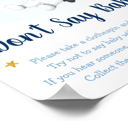 Astronaut Space Blue Gold Zeg niet dat Baby game Poster (Hoek)