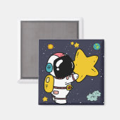 astronaut space Cartoon Magneet (Voorkant / Achterkant)