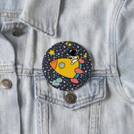 astronaut space Cartoon Ronde Button 7,6 Cm
