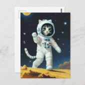 Astronaut space cat briefkaart (Voorkant / Achterkant)