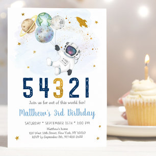 Astronaut Space Coundown 3rd Birthday Kaart