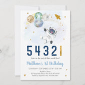 Astronaut Space Coundown First Birthday Kaart (Voorkant)