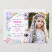 Astronaut Space Countdown 3e verjaardag maan Foto Kaart (Voorkant)