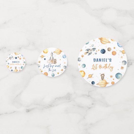 Astronaut Space eerste verjaardagsfeestje Confetti (Voorkanten)