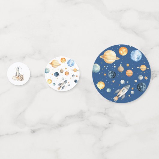 Astronaut Space eerste verjaardagsfeestje Confetti (Achterkanten)