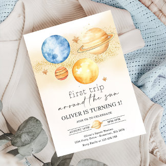 Astronaut Space First Trip ROND the Sun Birthday Kaart