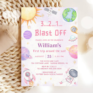 Astronaut Space First Trip ROND the Sun Birthday Kaart