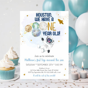 Astronaut Space First Trip ROND the Sun Birthday Kaart