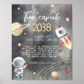 Astronaut Space Galaxy Time Capsule Sign Kaart Poster (Voorkant)
